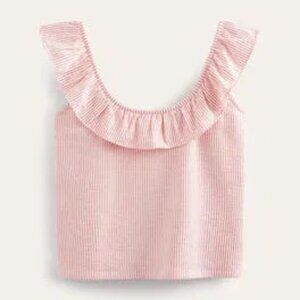 Boden Seersucker Frill Stripe Top, Small